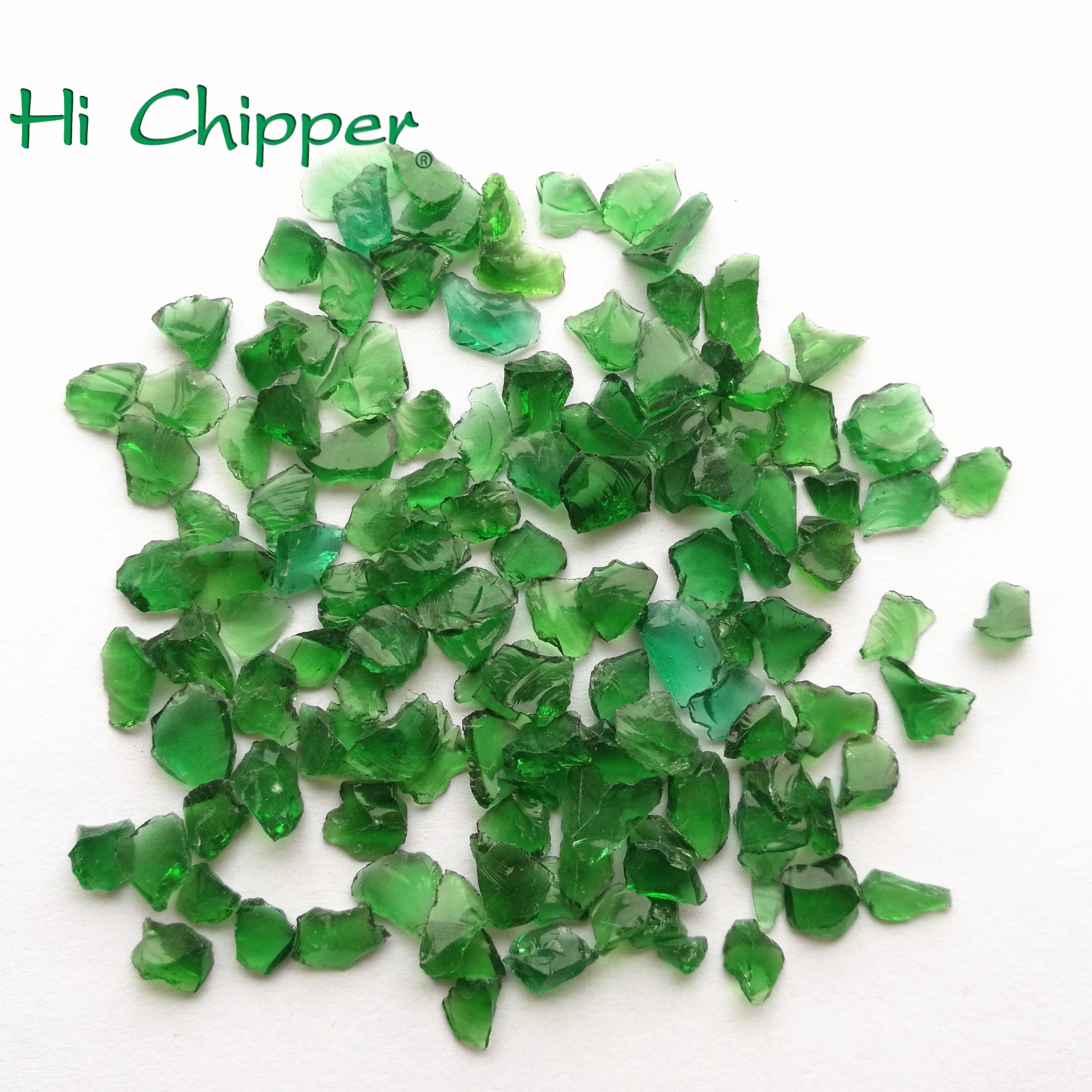 Chips de vidrio verde oscuro